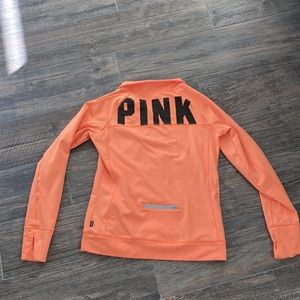 PINK VS neon orange half zip compression jacket